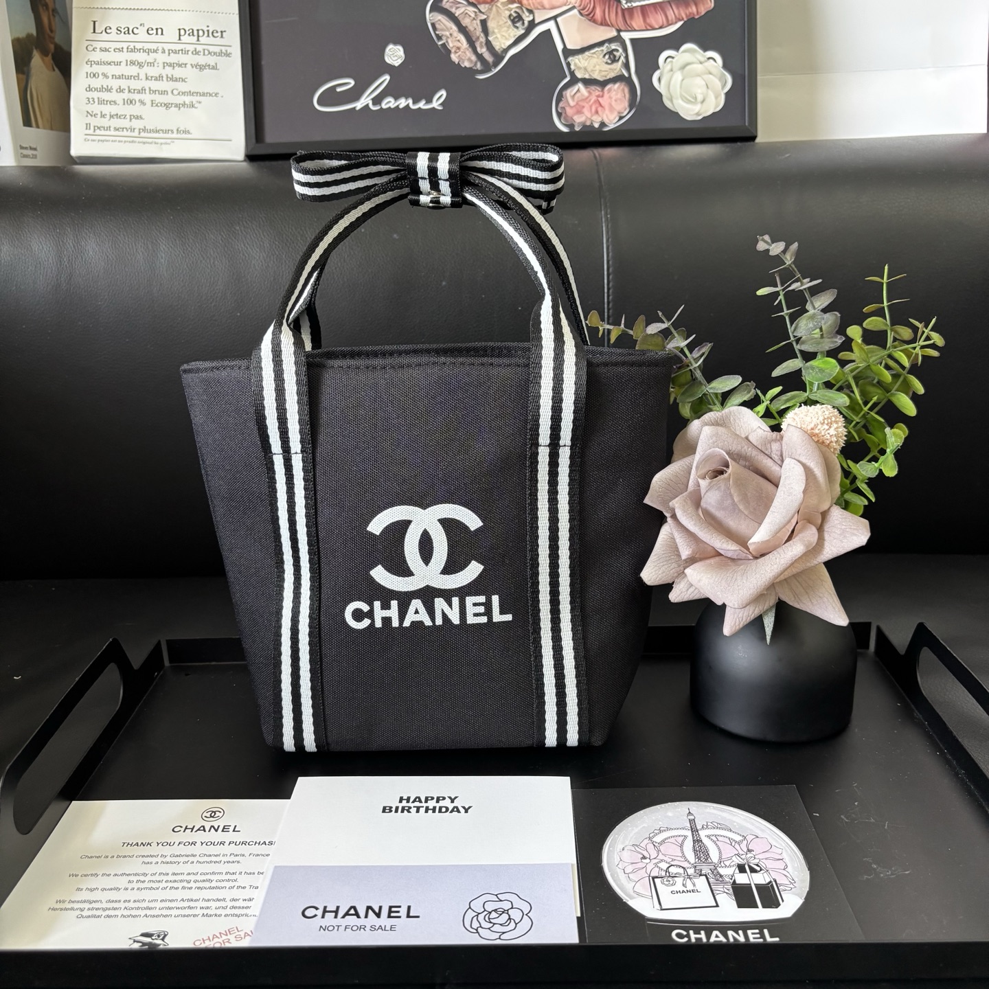 Chanel-Style Bow Tote | Canvas Crossbody 16x19cm (Seasons Classic) + Gift Box