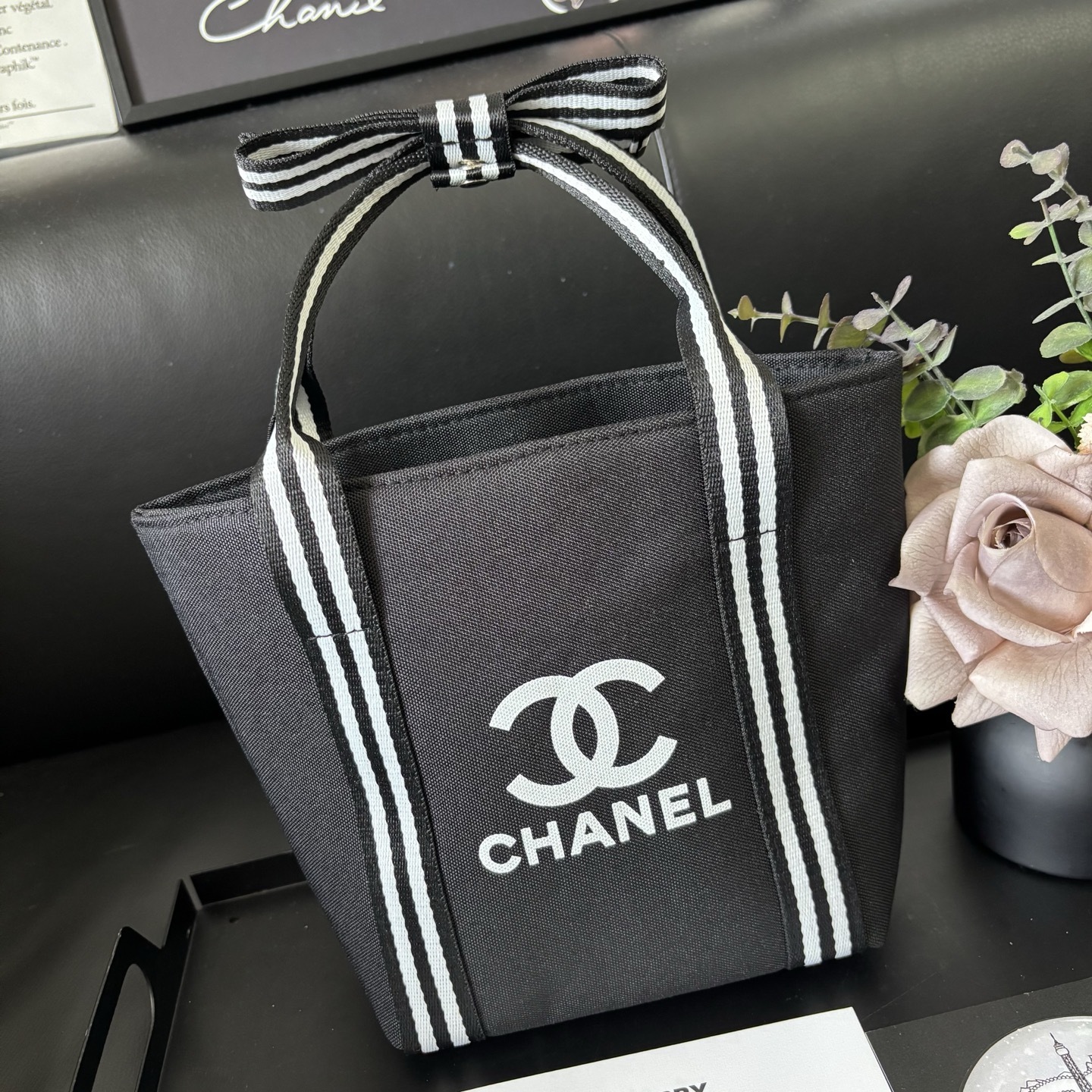 Chanel-Style Bow Tote | Canvas Crossbody 16x19cm (Seasons Classic) + Gift Box