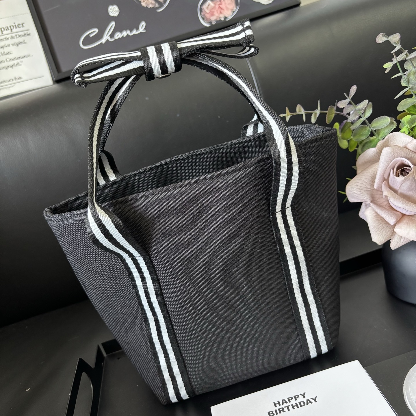 Chanel-Style Bow Tote | Canvas Crossbody 16x19cm (Seasons Classic) + Gift Box
