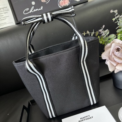 Chanel-Style Bow Tote | Canvas Crossbody 16x19cm (Seasons Classic) + Gift Box