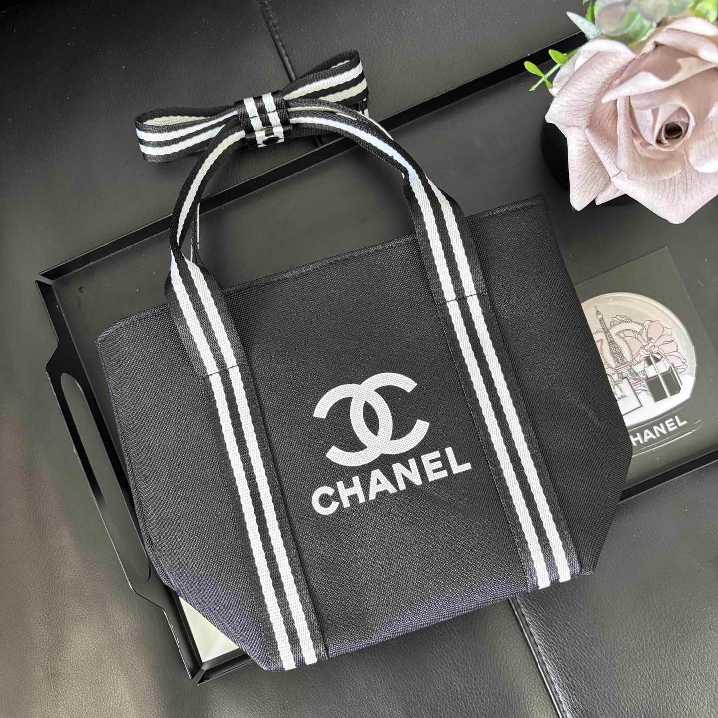 Chanel-Style Bow Tote | Canvas Crossbody 16x19cm (Seasons Classic) + Gift Box