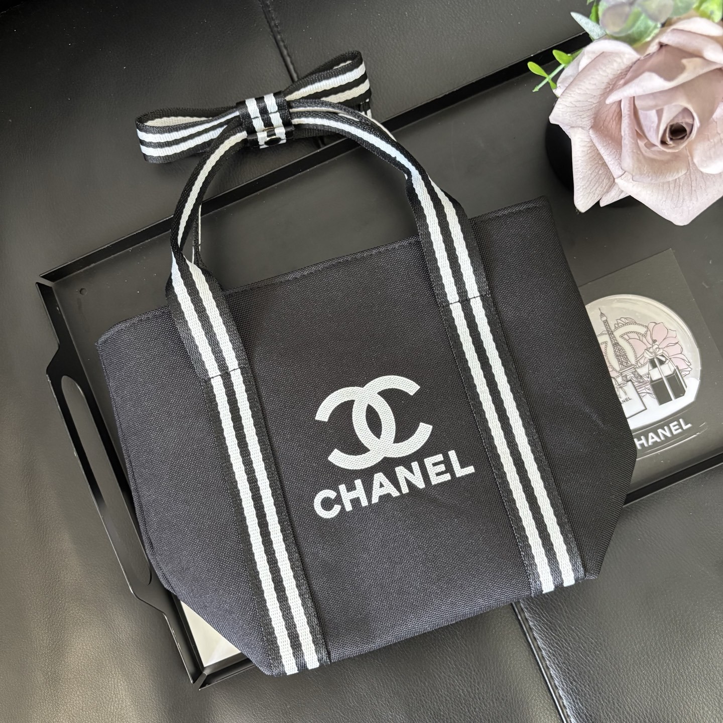 Chanel-Style Bow Tote | Canvas Crossbody 16x19cm (Seasons Classic) + Gift Box