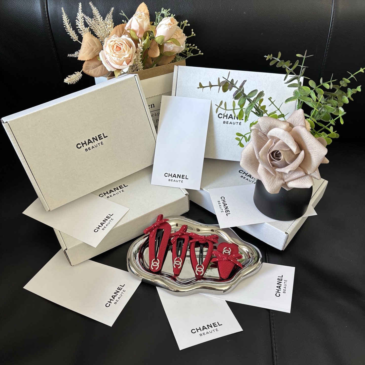 CHANEL Le Papillon Clip Set | 4PC Butterfly Hairpins Limited Birthday Gift