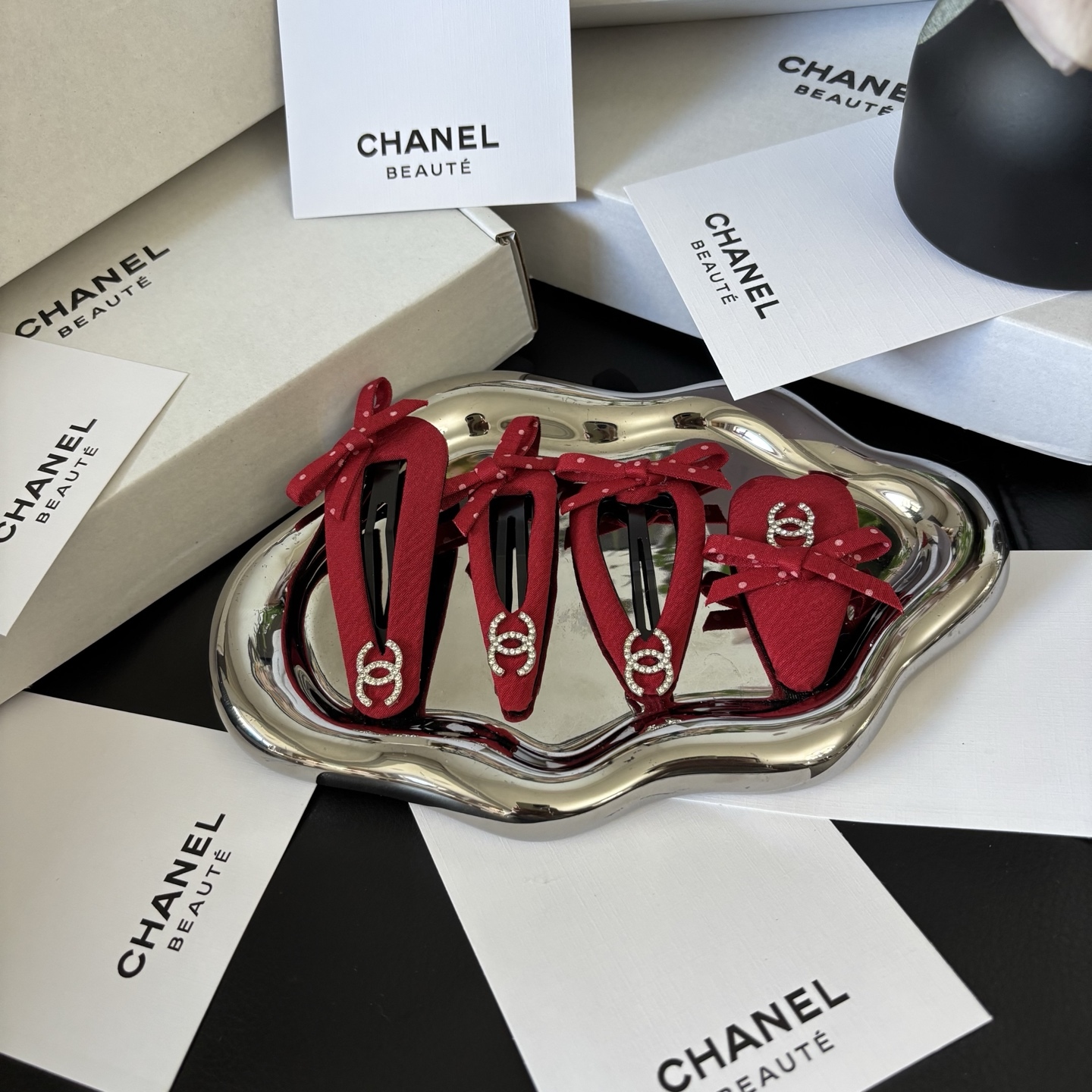 CHANEL Le Papillon Clip Set | 4PC Butterfly Hairpins Limited Birthday Gift