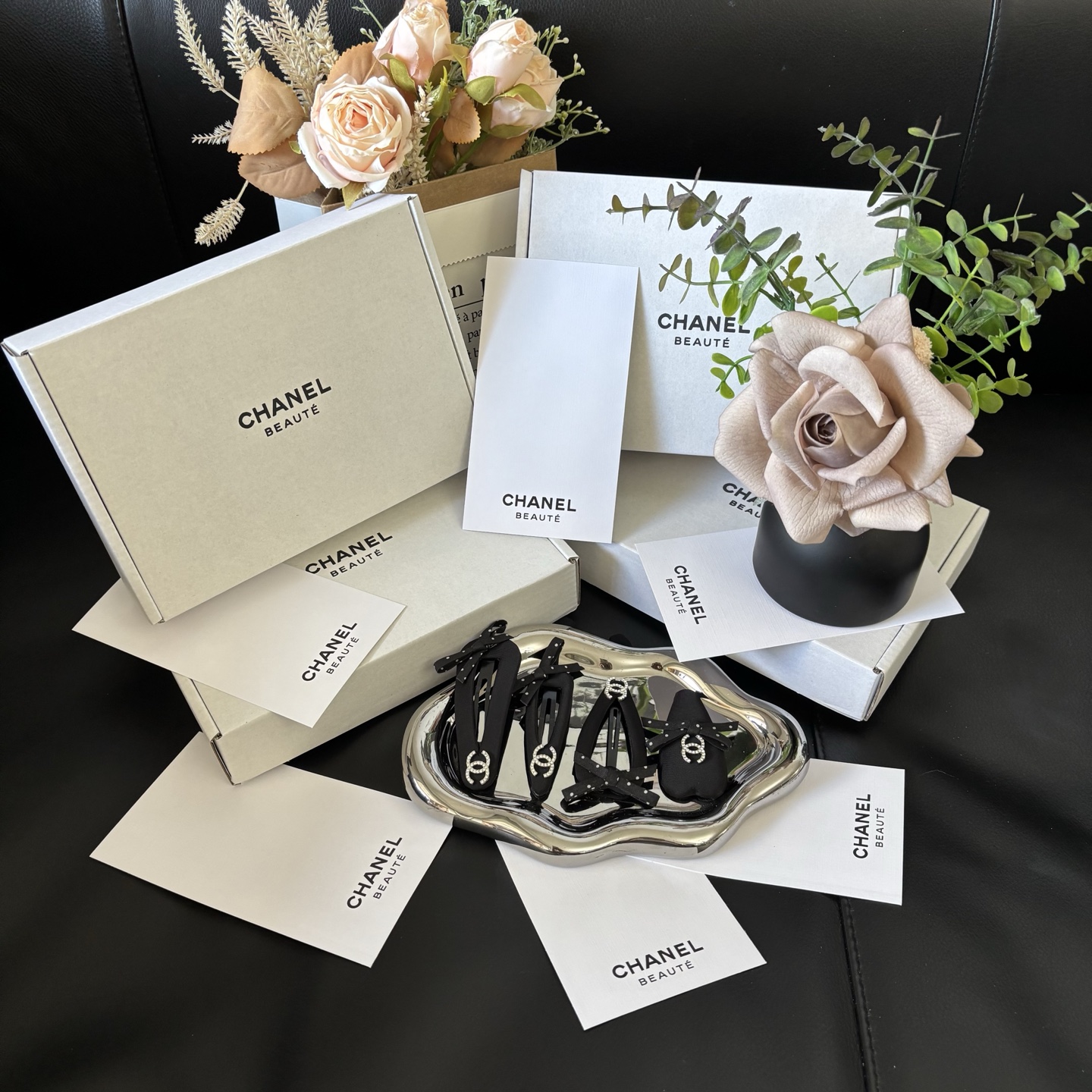 CHANEL Le Papillon Clip Set | 4PC Butterfly Hairpins Limited Birthday Gift