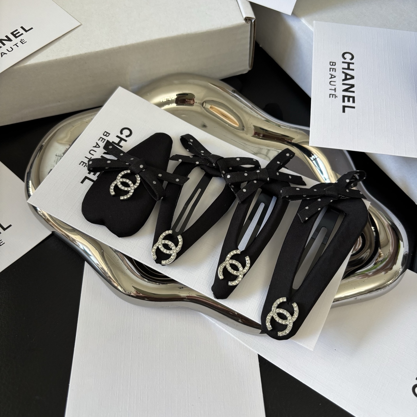 CHANEL Le Papillon Clip Set | 4PC Butterfly Hairpins Limited Birthday Gift