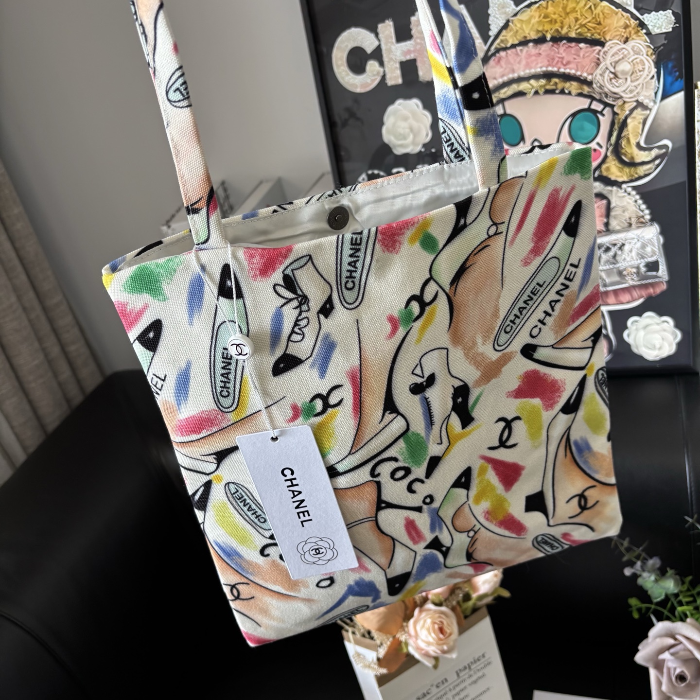 Chanel Graffiti Tote: Staff Uniform Exclusive | 34x34cm Canvas Collector Art