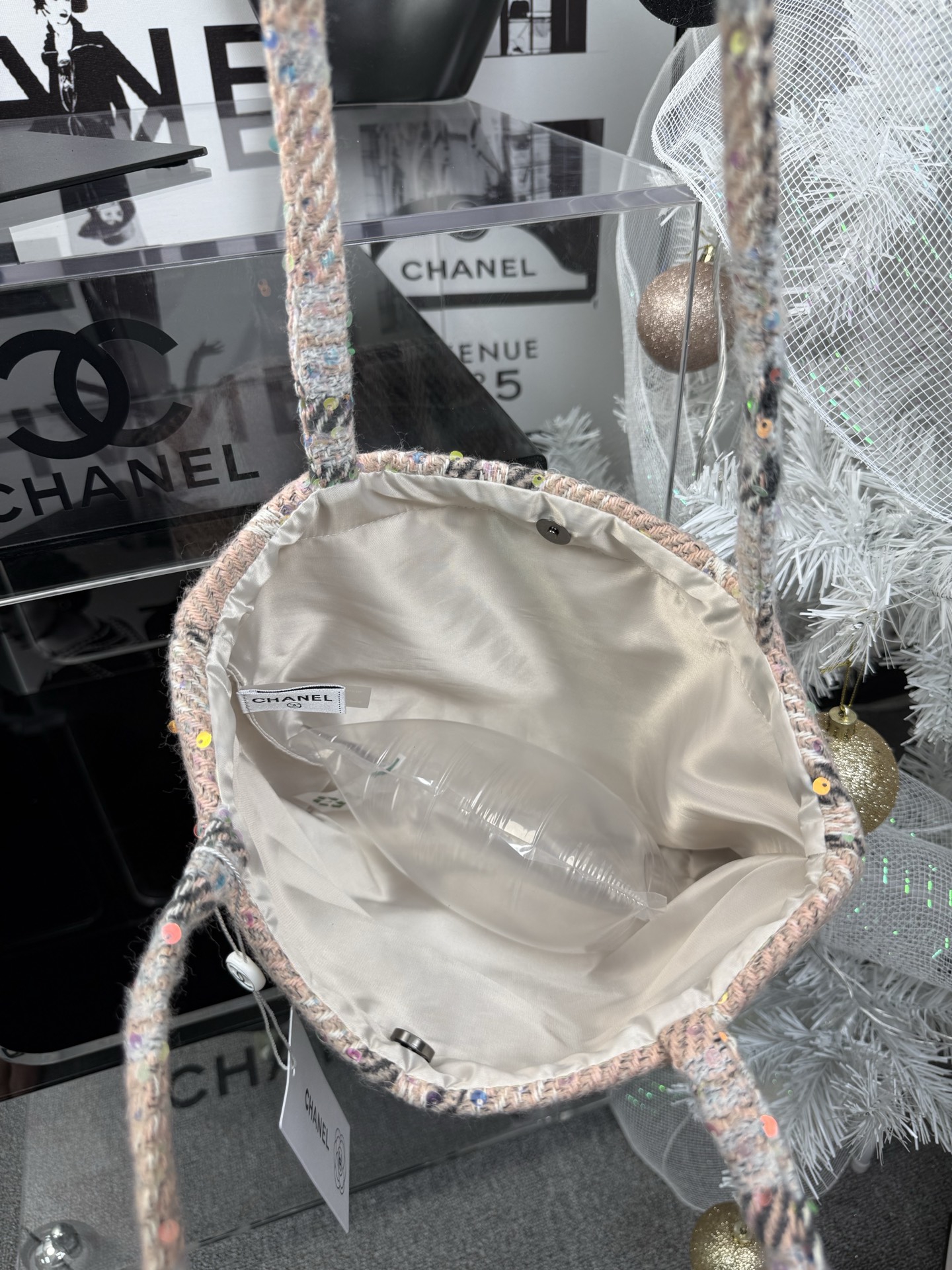 Chanel Metallic Tweed Minaudière | 32cm Glitter CC Clutch w/ 50cm Chain (Makeup Gift Exclusive)