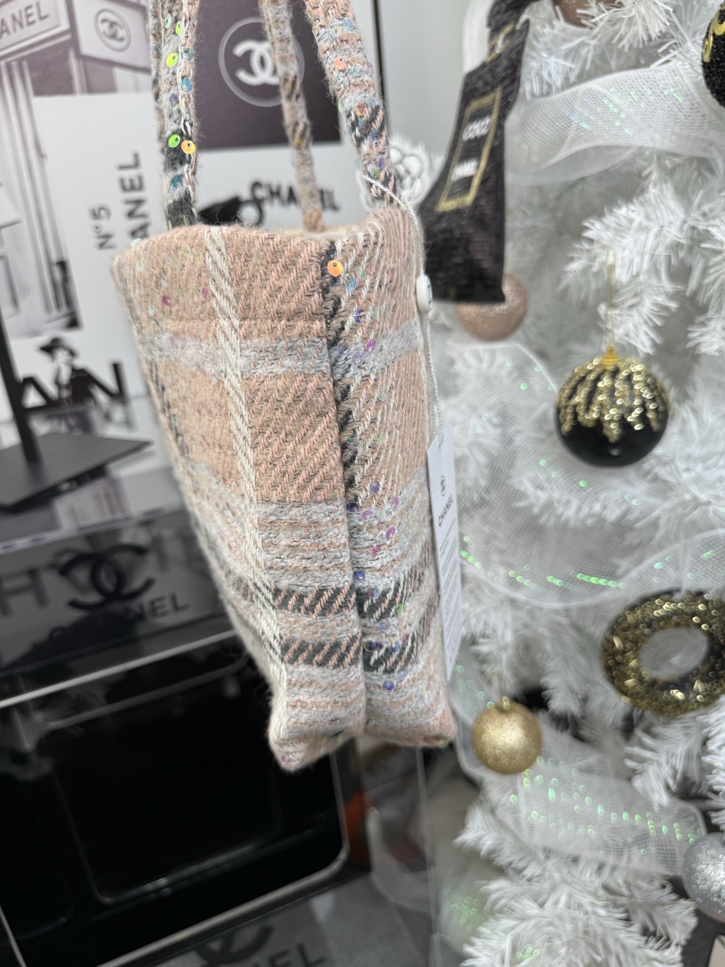 Chanel Metallic Tweed Minaudière | 32cm Glitter CC Clutch w/ 50cm Chain (Makeup Gift Exclusive)