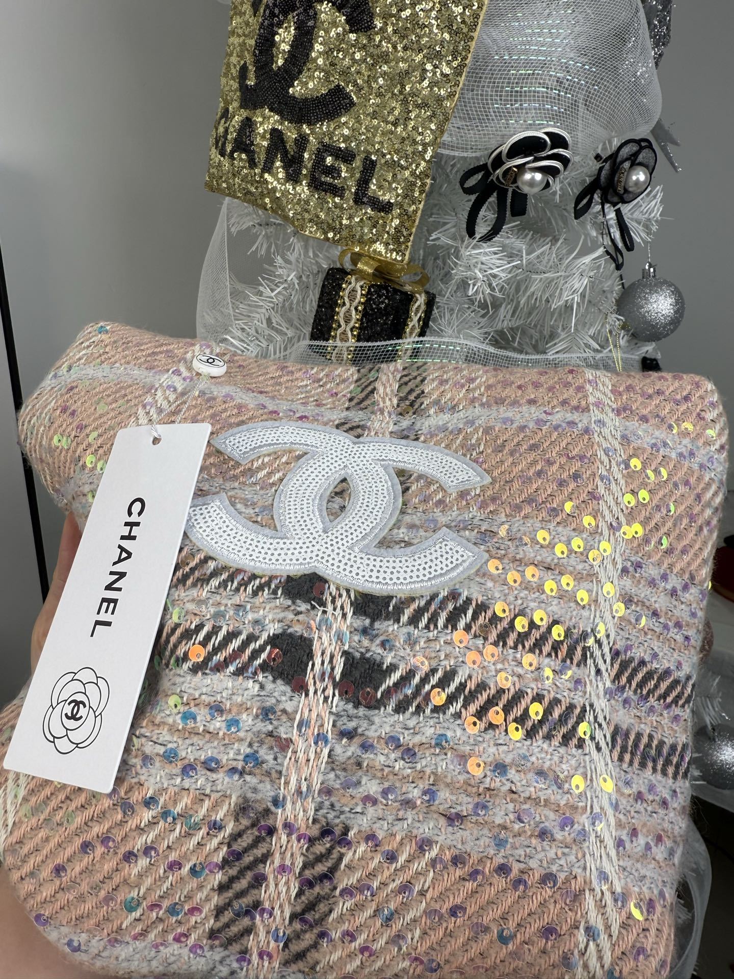 Chanel Metallic Tweed Minaudière | 32cm Glitter CC Clutch w/ 50cm Chain (Makeup Gift Exclusive)