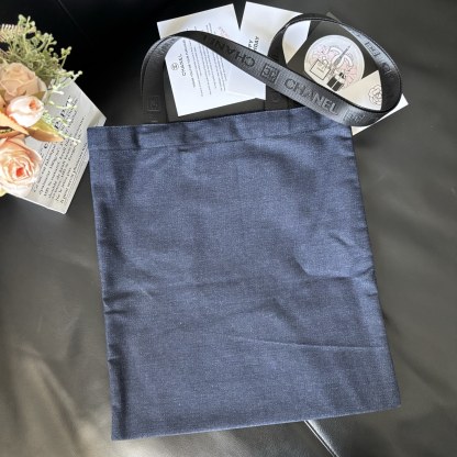 Chanel-Style Vintage Denim Tote | 90s Square Logo 36x39cm