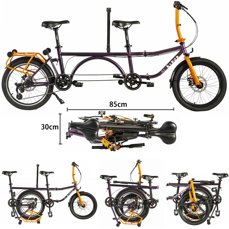 K+POP 20Inch Triple-Fold Tandem Bike 