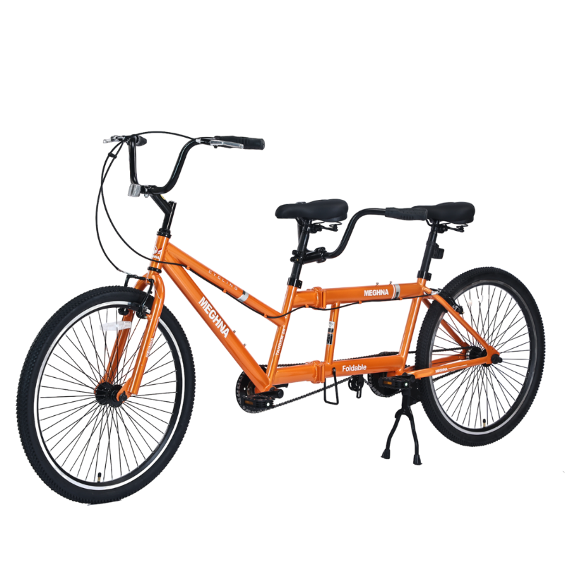 MEGHNA 26 Inch Foldable Tandem Bike 1-Speed Orange