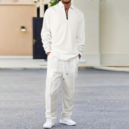 Alberchris™ Men's stylish and comfortable lapel two-piece sports casual polo suit