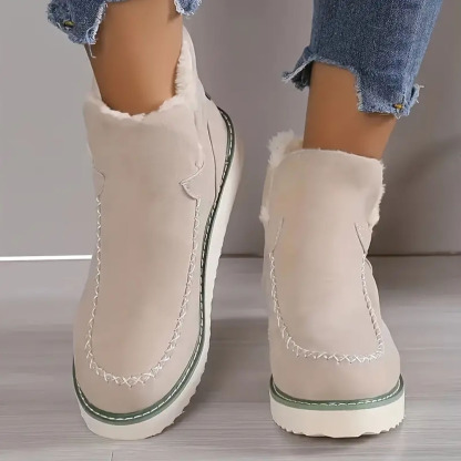 Menermode Bottes courtes d'hiver pour femmes, bottes de neige épaisses et chaudes