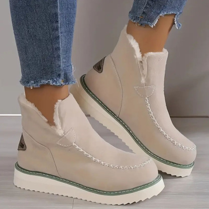 Menermode Bottes courtes d'hiver pour femmes, bottes de neige épaisses et chaudes
