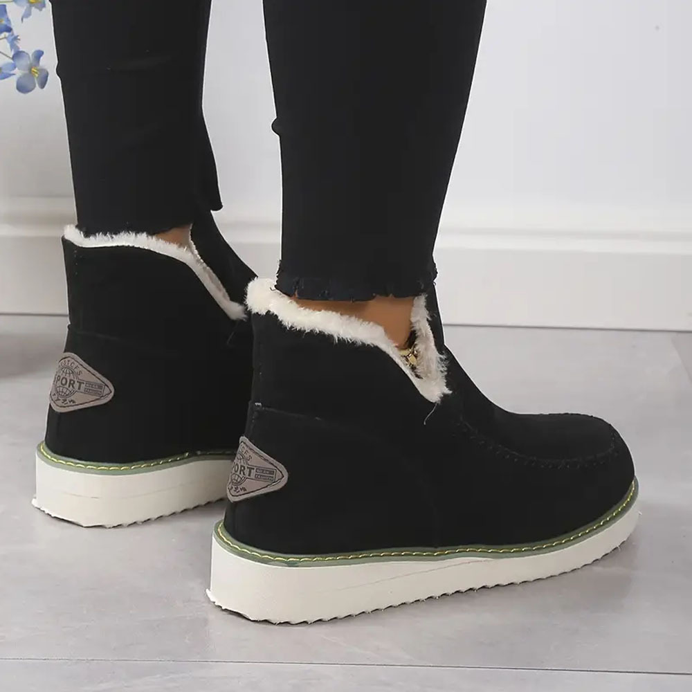 Menermode Bottes courtes d'hiver pour femmes, bottes de neige épaisses et chaudes