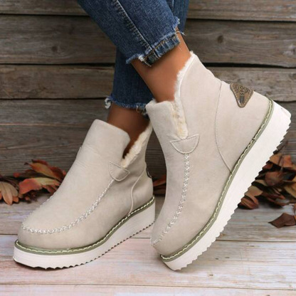 Menermode Bottes courtes d'hiver pour femmes, bottes de neige épaisses et chaudes