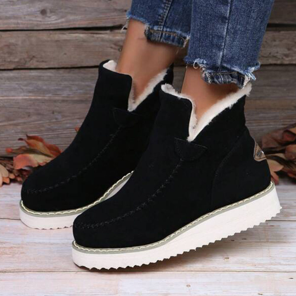 Menermode Bottes courtes d'hiver pour femmes, bottes de neige épaisses et chaudes