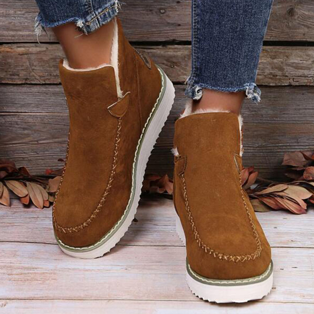 Menermode Bottes courtes d'hiver pour femmes, bottes de neige épaisses et chaudes