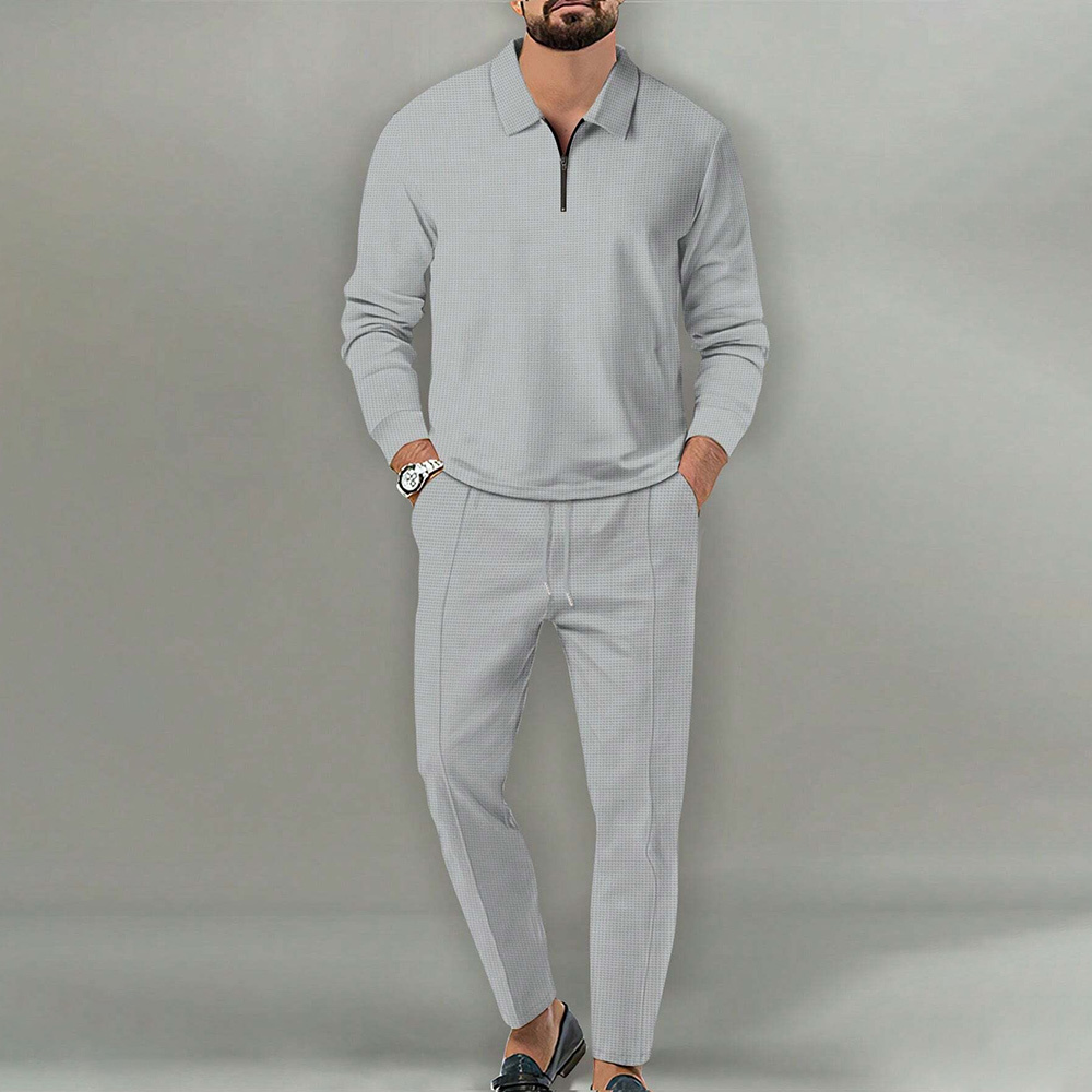 Alberchris™ Men's stylish and comfortable lapel two-piece sports casual polo suit
