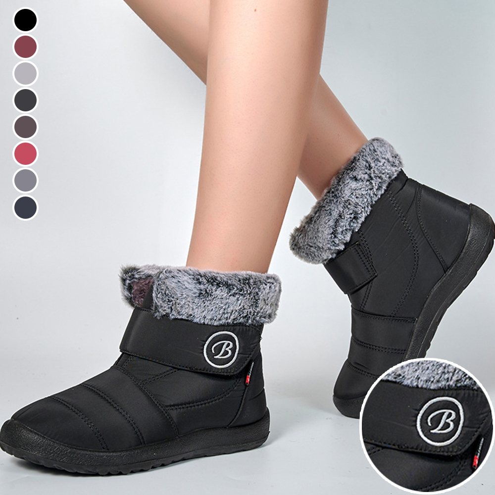 Women's Autumn and winter lapel fleece flat snow boots