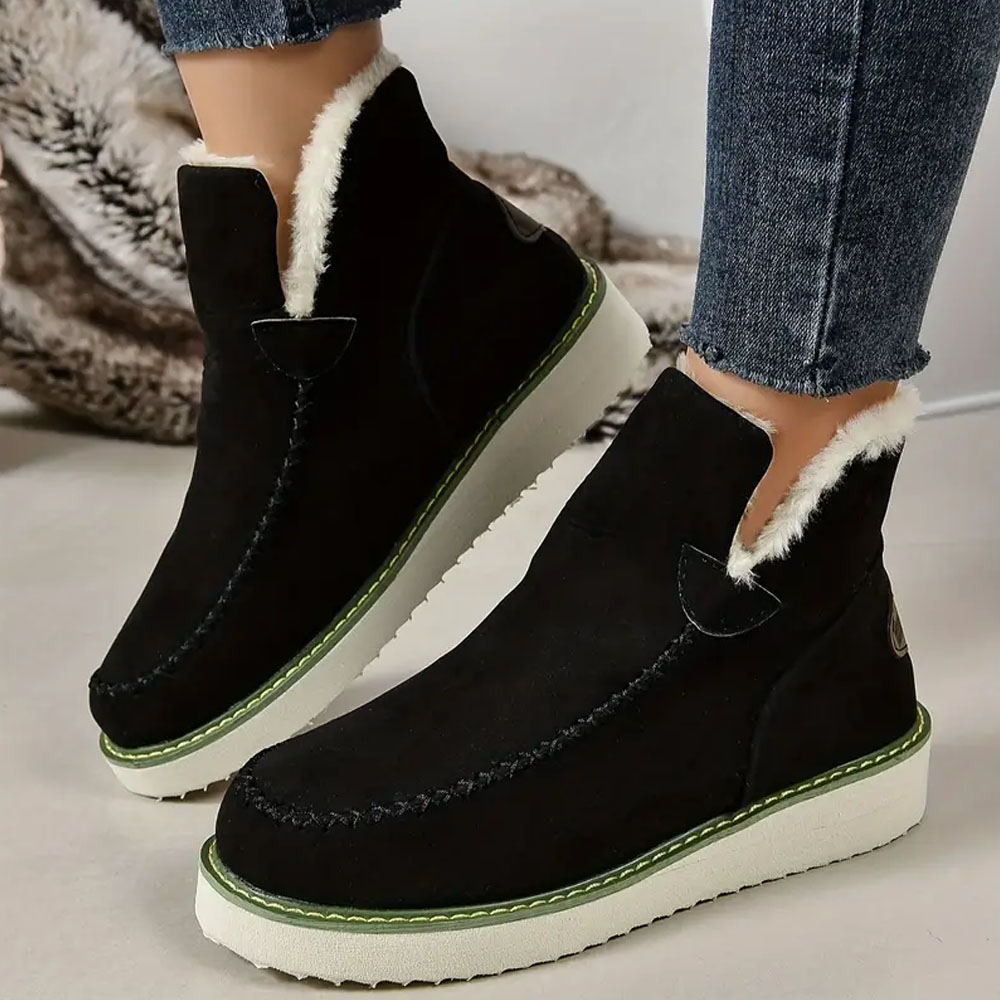 Menermode Bottes courtes d'hiver pour femmes, bottes de neige épaisses et chaudes