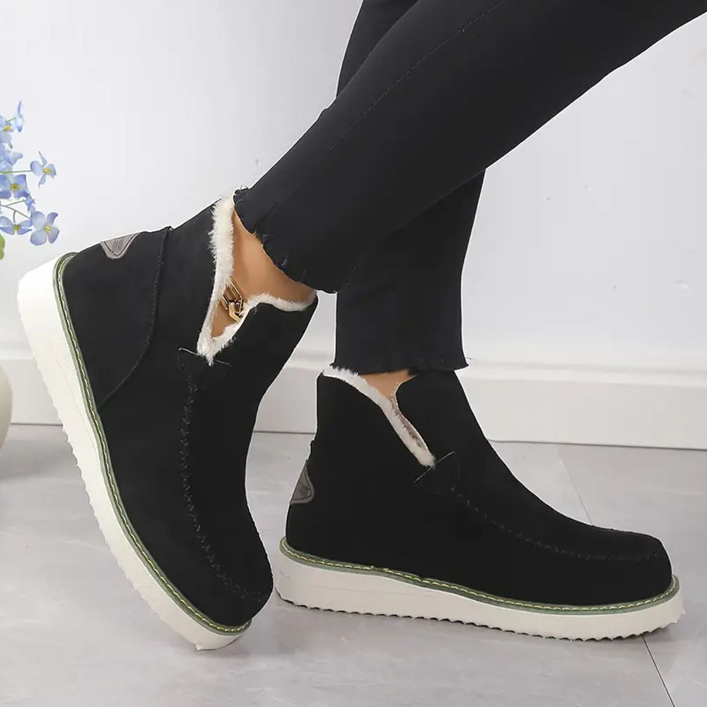 Menermode Bottes courtes d'hiver pour femmes, bottes de neige épaisses et chaudes