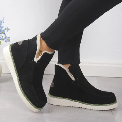 Menermode Bottes courtes d'hiver pour femmes, bottes de neige épaisses et chaudes