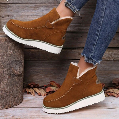Menermode Bottes courtes d'hiver pour femmes, bottes de neige épaisses et chaudes
