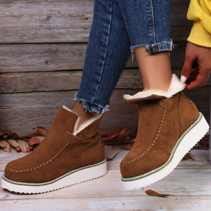 Menermode Bottes courtes d'hiver pour femmes, bottes de neige épaisses et chaudes