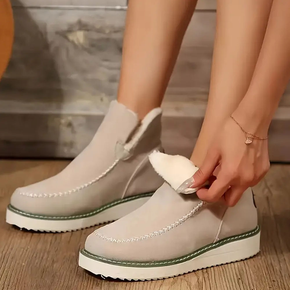 Menermode Bottes courtes d'hiver pour femmes, bottes de neige épaisses et chaudes