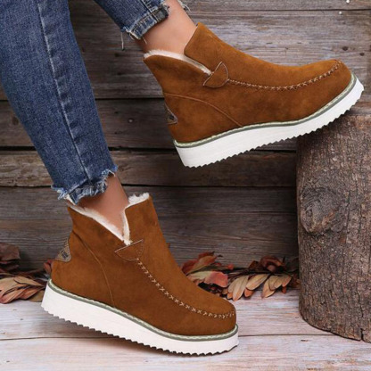 Menermode Bottes courtes d'hiver pour femmes, bottes de neige épaisses et chaudes