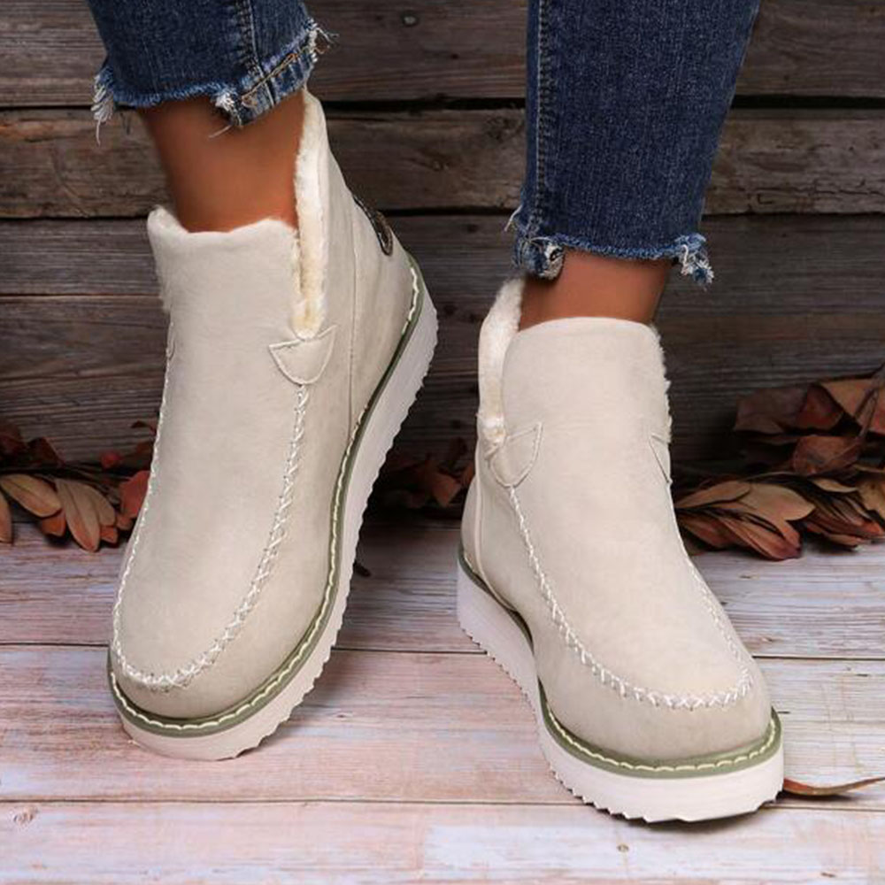 Menermode Bottes courtes d'hiver pour femmes, bottes de neige épaisses et chaudes