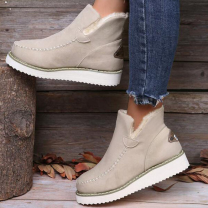 Menermode Bottes courtes d'hiver pour femmes, bottes de neige épaisses et chaudes