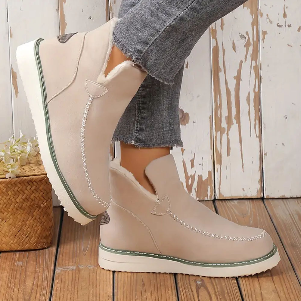 Menermode Bottes courtes d'hiver pour femmes, bottes de neige épaisses et chaudes