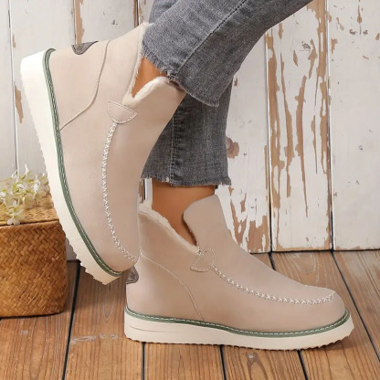 Menermode Bottes courtes d'hiver pour femmes, bottes de neige épaisses et chaudes