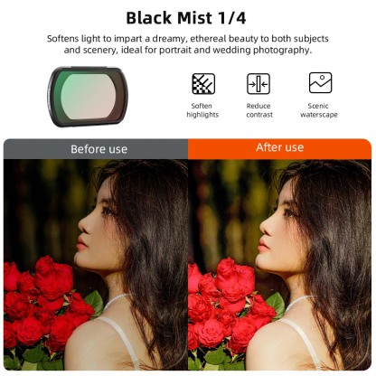 BRDRC 5 PACK（UV+CPL+VND2-5+1/4 Black Mist+LPR） Lens Filter for DJI OSMO Pocket 3