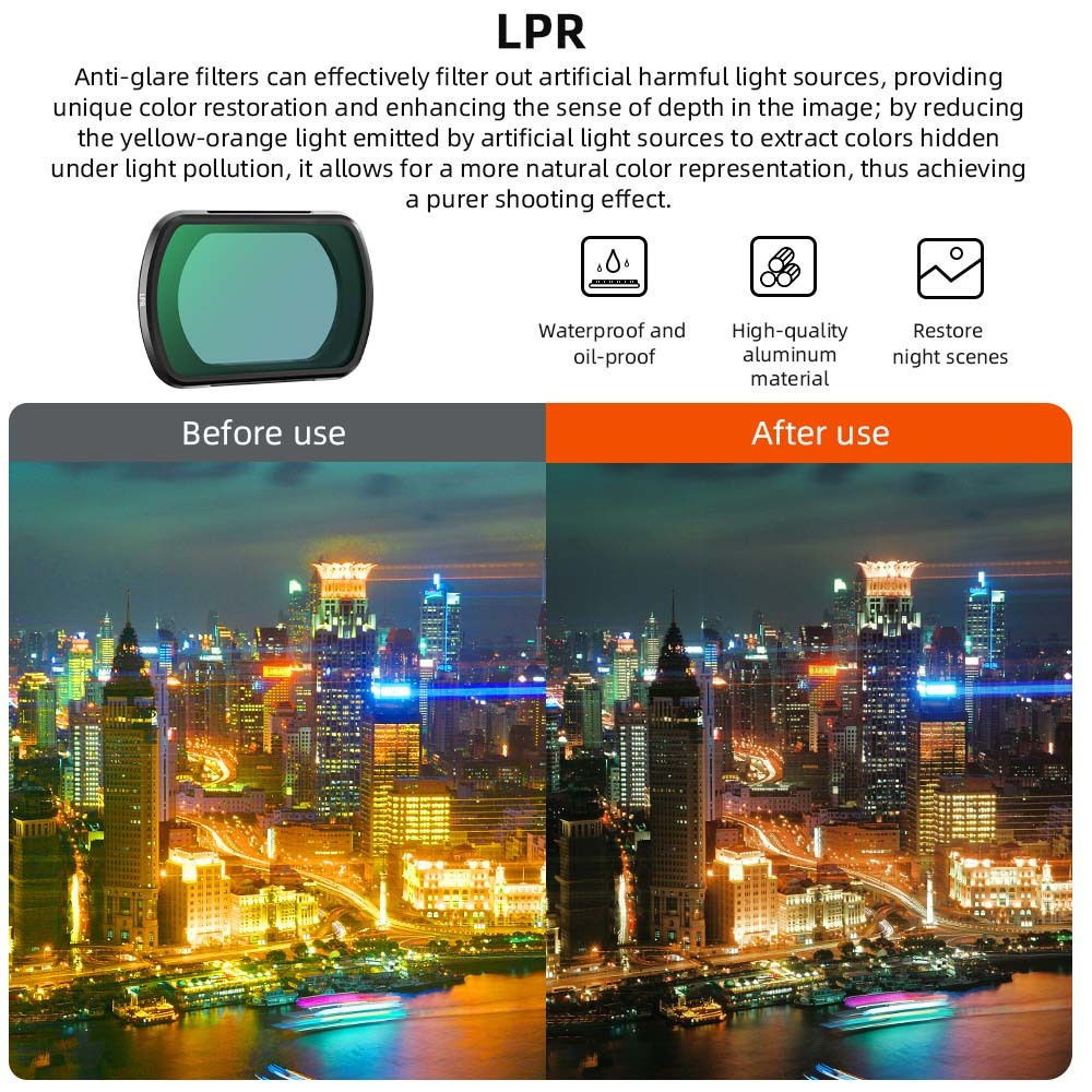 BRDRC 5 PACK（UV+CPL+VND2-5+1/4 Black Mist+LPR） Lens Filter for DJI OSMO Pocket 3