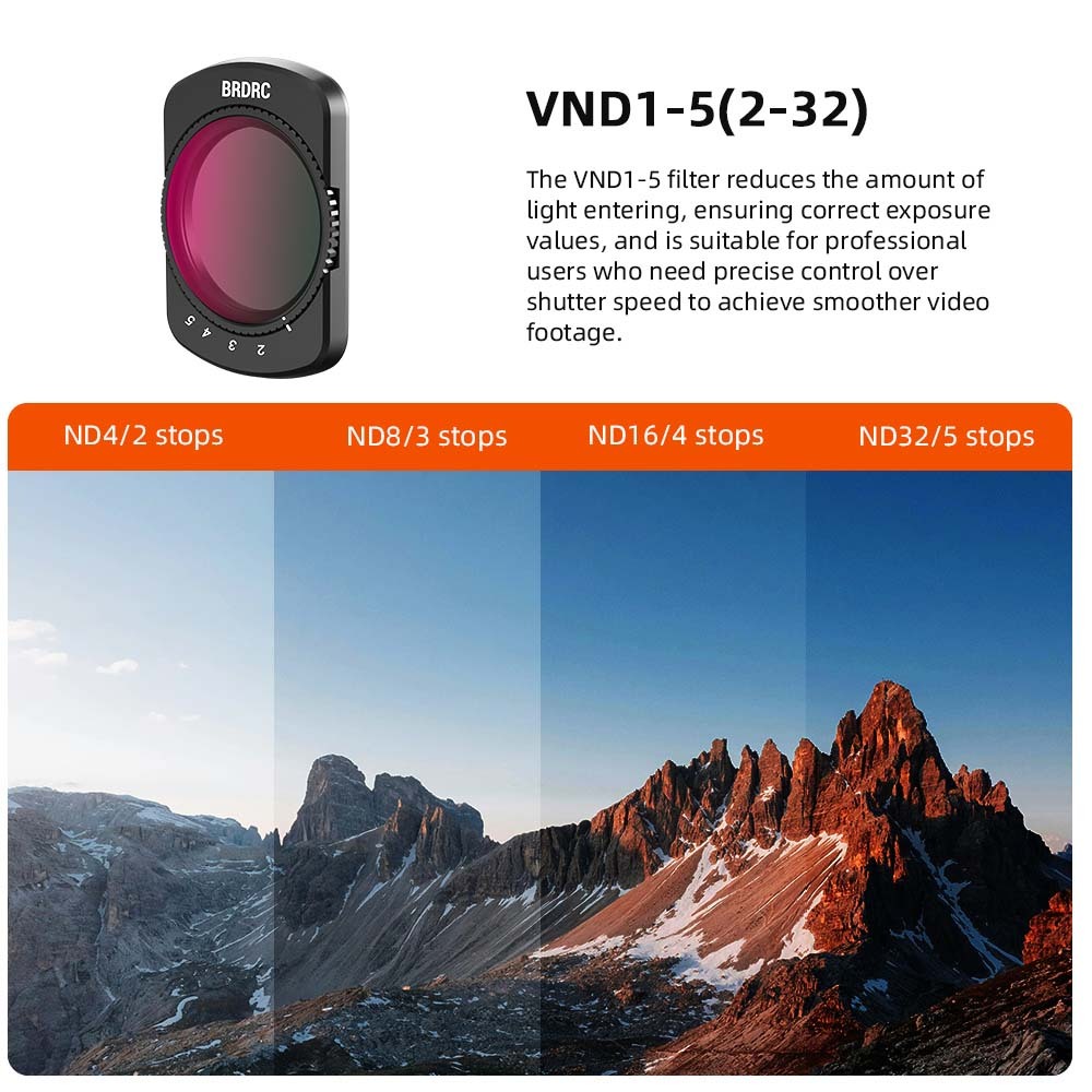 BRDRC 5 PACK（UV+CPL+VND2-5+1/4 Black Mist+LPR） Lens Filter for DJI OSMO Pocket 3