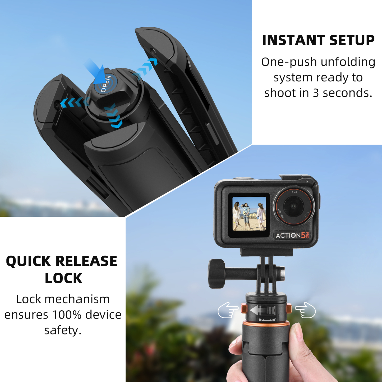 64in Pocket 3 Selfie Stick Tripod for GoPro Action Camera, Extendable Stand with Quick Release 1/4'' Screw Vlog for DJI Osmo Pocket 3 Action 5 Pro 4 3 For Insta360 X4 X3 X2 for AKASO DSLR Accessories