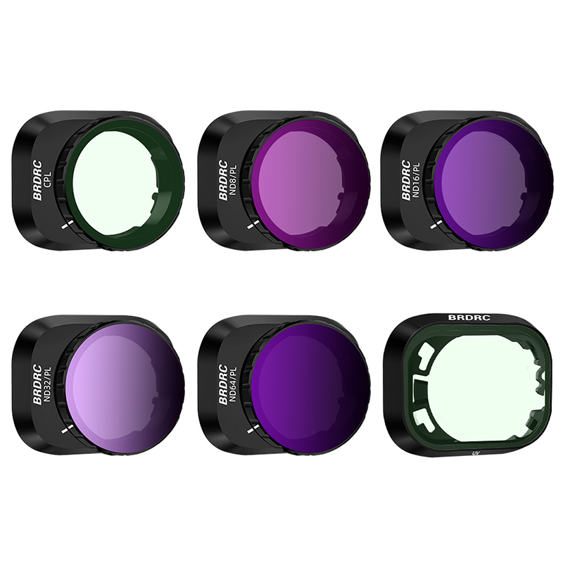 BRDRC Lens Filter Kit UV/CPL./ND8/ND16/ND32/ND64 Camera Filter for DJI Mini 4 Pro(Plastic Frame)