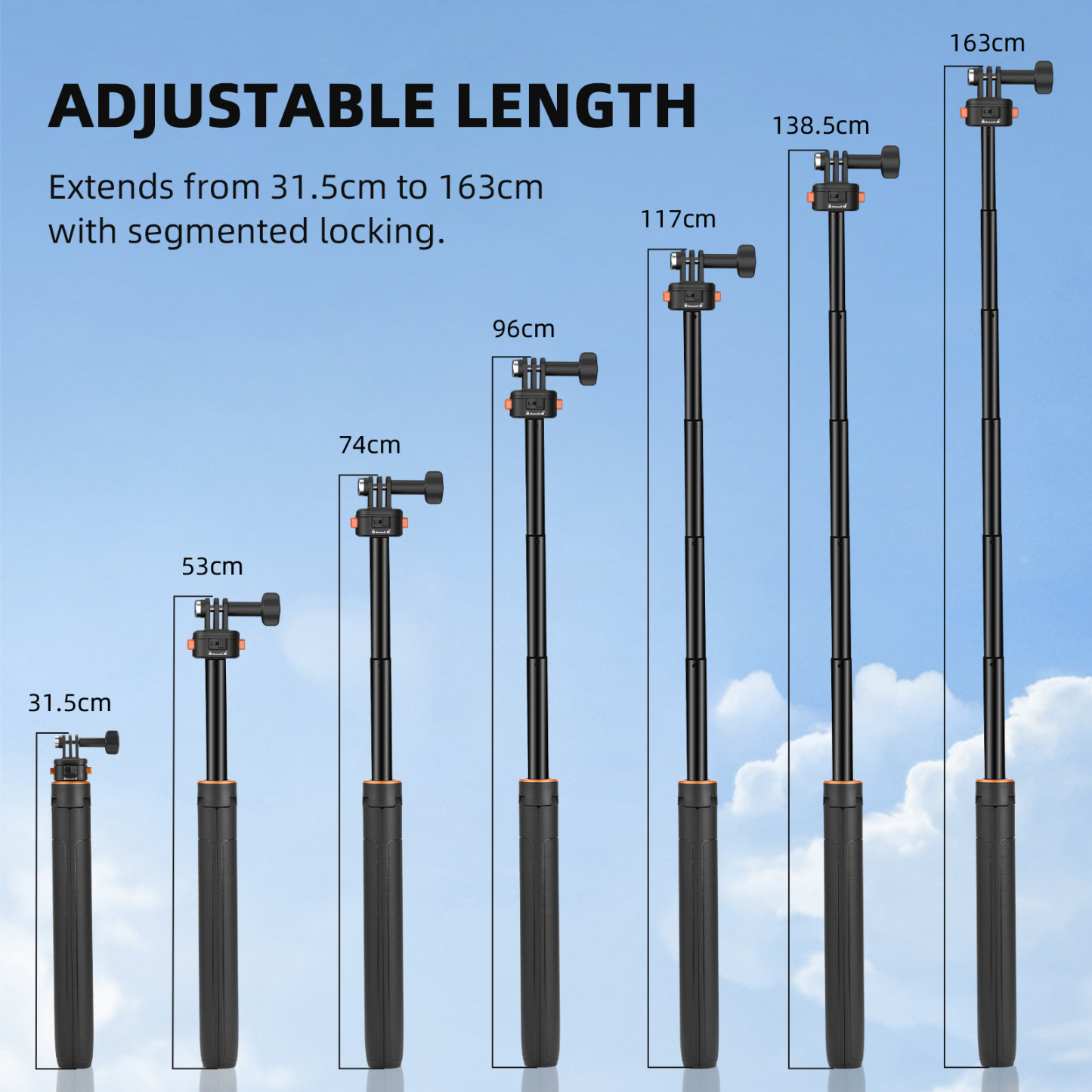 64in Pocket 3 Selfie Stick Tripod for GoPro Action Camera, Extendable Stand with Quick Release 1/4'' Screw Vlog for DJI Osmo Pocket 3 Action 5 Pro 4 3 For Insta360 X4 X3 X2 for AKASO DSLR Accessories