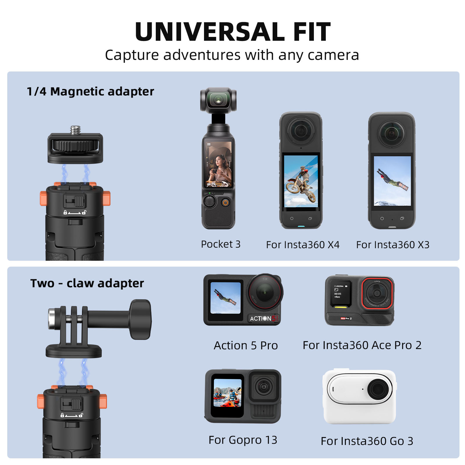 Osmo Pocket 3 Tripod for Go Pro Action Camera, Mini Table Desk Extendable Tripod Stand Small Handheld Selfie Stick with Quick Release 1/4'' Screw Vlog for DJI Action 5 Pro for Insta360 X4 Accessories