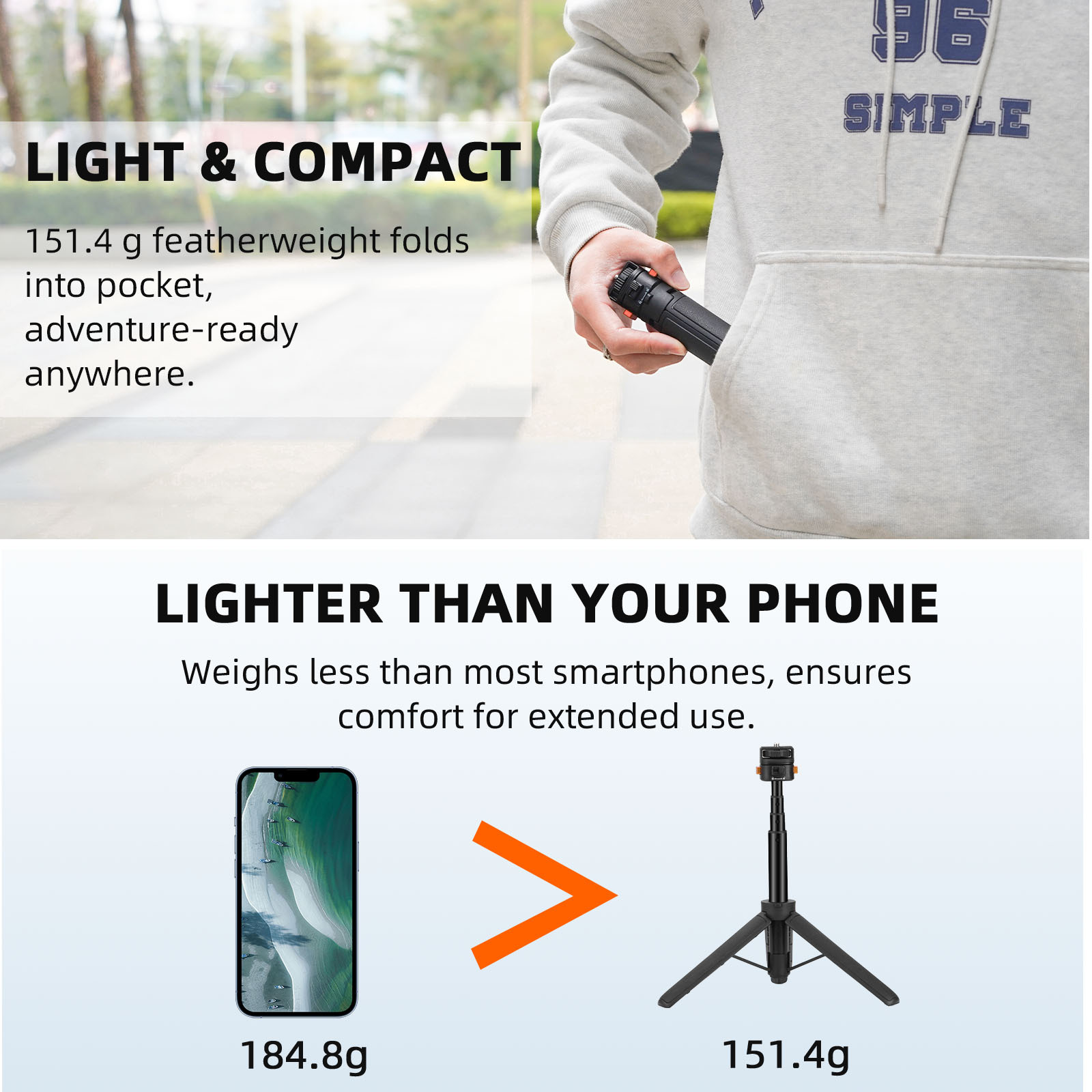 Osmo Pocket 3 Tripod for Go Pro Action Camera, Mini Table Desk Extendable Tripod Stand Small Handheld Selfie Stick with Quick Release 1/4'' Screw Vlog for DJI Action 5 Pro for Insta360 X4 Accessories