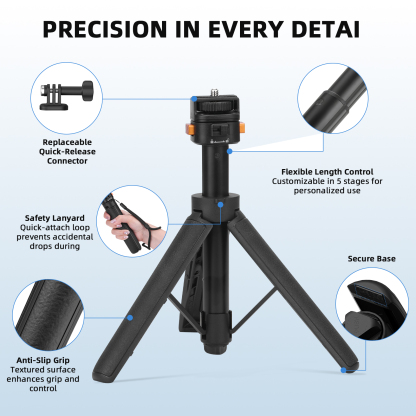 53 cm Osmo Pocket 3 Tripod for Action Camera, Mini Desk Extension Tripod, Small Handheld Selfie Stick with Quick Release 1/4 Inch for Vlogs for DJI Action 5 Pro for Insta360 X4 Accessories