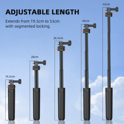 53 cm Osmo Pocket 3 Tripod for Action Camera, Mini Desk Extension Tripod, Small Handheld Selfie Stick with Quick Release 1/4 Inch for Vlogs for DJI Action 5 Pro for Insta360 X4 Accessories