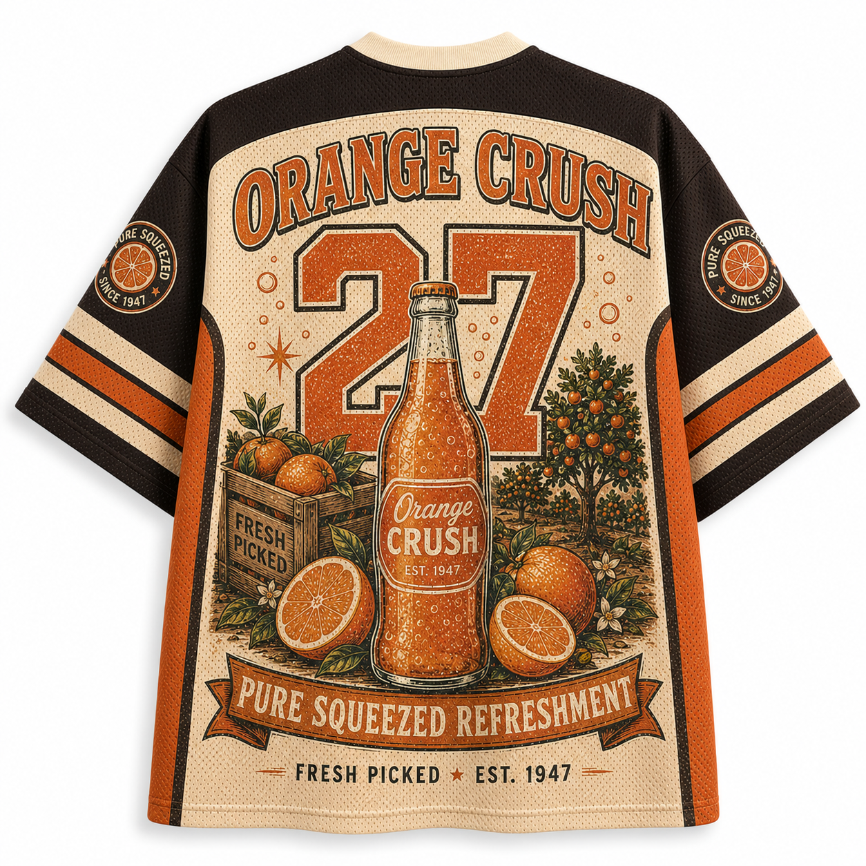 Retro Orange Crush Bottle No. 27 Earth Tone Mesh Jersey