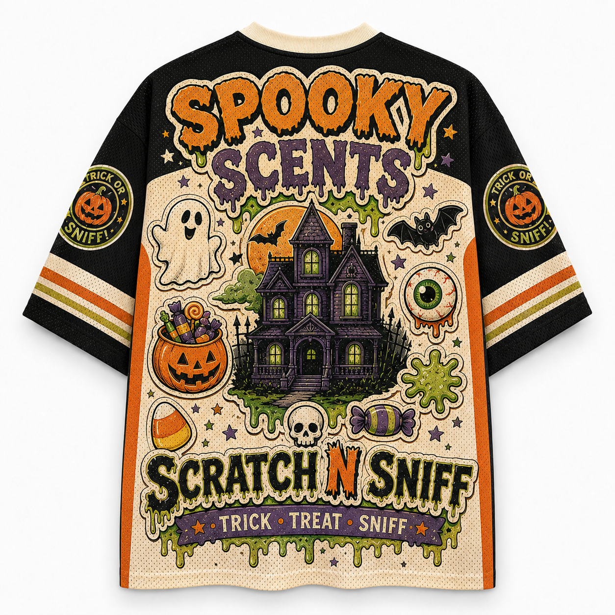 Halloween Stickers Graphic Mesh Jersey