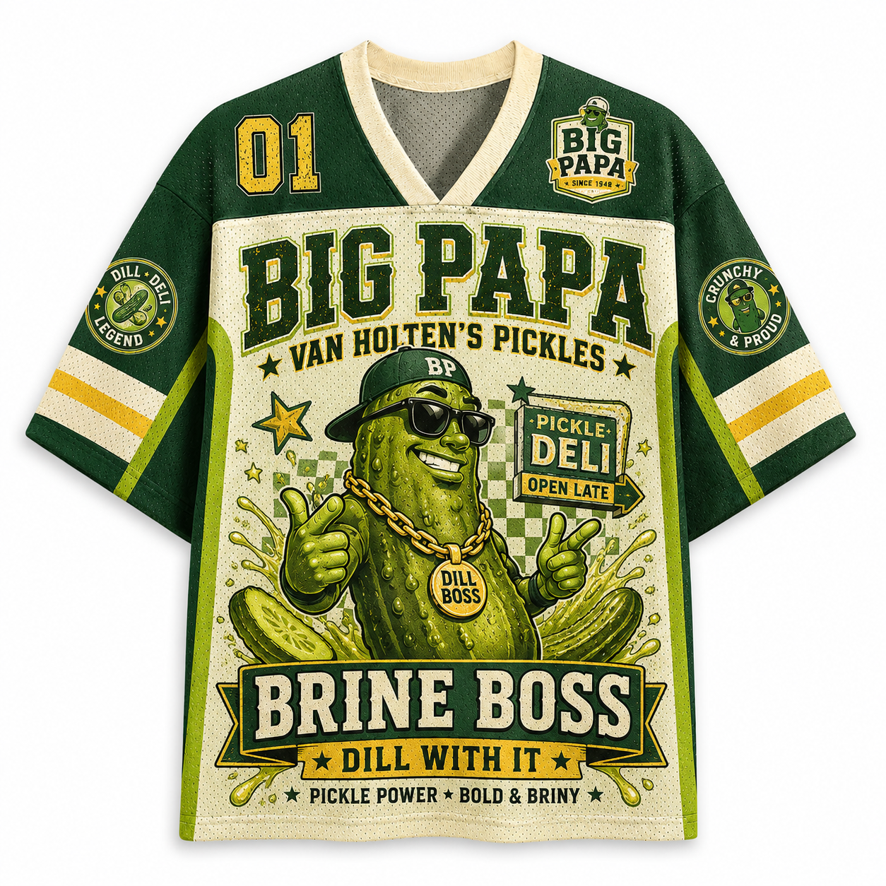 Dill Boss Pickle Power No. 01 Green & Cream Mesh Jersey
